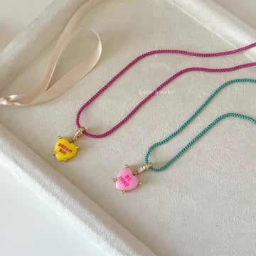 Colorful Heart Pendant Necklace for KPOP and BTS fans in red heart design