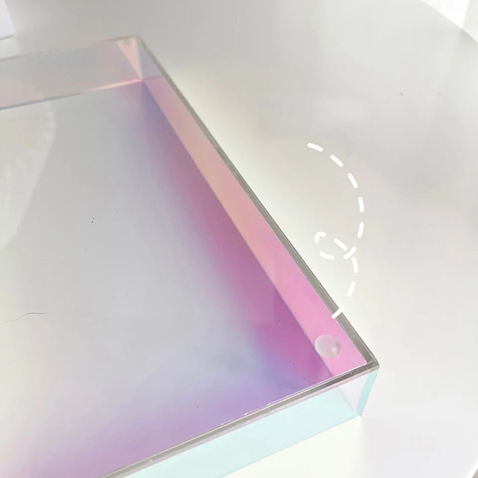 Acrylic holographic tray, versatile for organizing or decor
