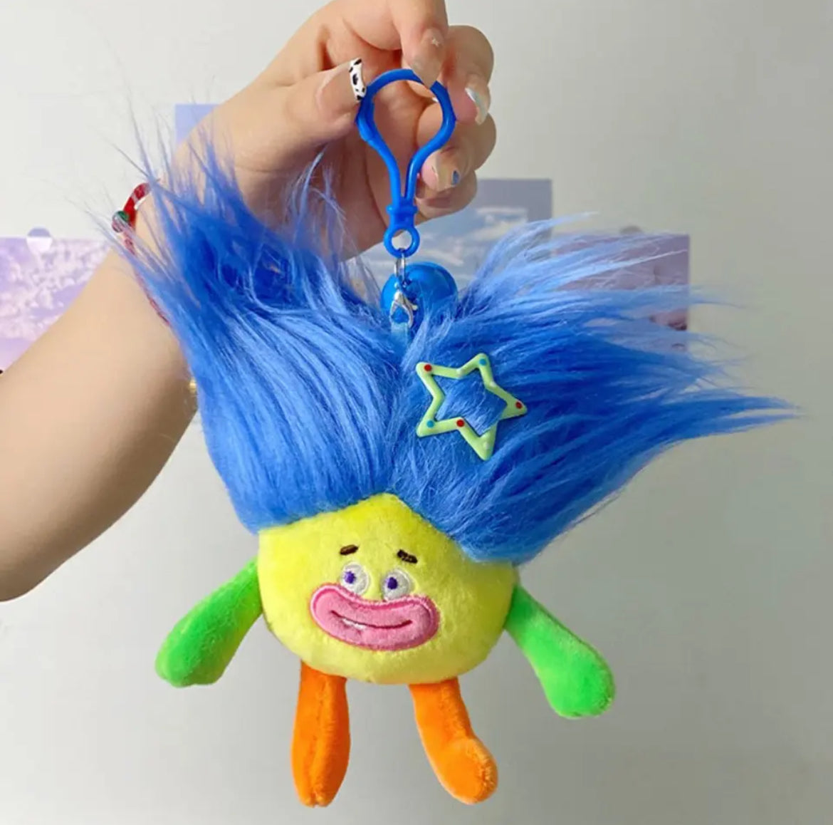 Plush Hair Doll Keychain – Funny Colored Hair Plush Toy for Kids