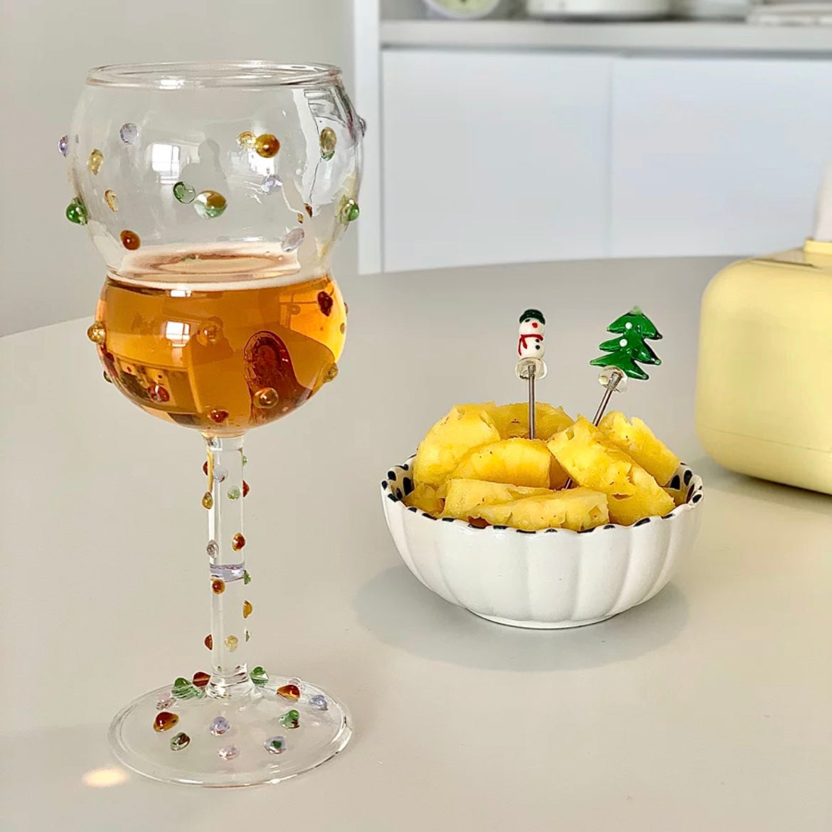 Colorful vintage wine glass for home and bar