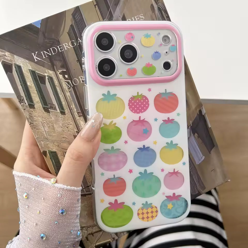 Tomato Girl inspired iPhone case with playful fruit artwork pastel colors and flexible silicone protection everyday