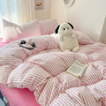 Coquette Aesthetic Bedding Set in Pink Stripes