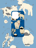 Blue lamb iPhone case for iPhone 11-15, cute coquette style