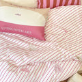 Coquette Bedroom Decor Bedding Set – Rose Girl Striped Style Four-Piece 100% Cotton Bedding for Elegant Bedroom Decoration