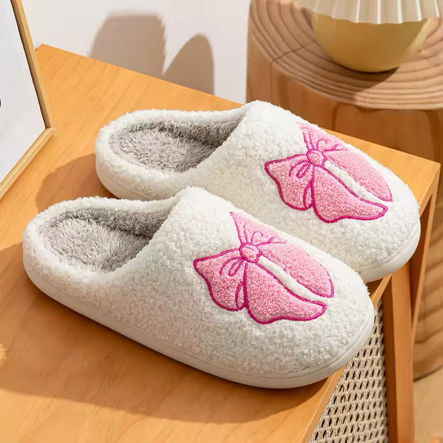 Elegant Winter Indoor Slippers with Soft Sole and Bowknot Design