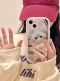 White cat makeup mirror iPhone case for girly aesthetic and Y2K style