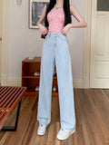 Minimalist chic pink bow denim trousers