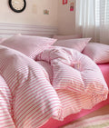 Coquette House Bedding Set in Pink Stripes