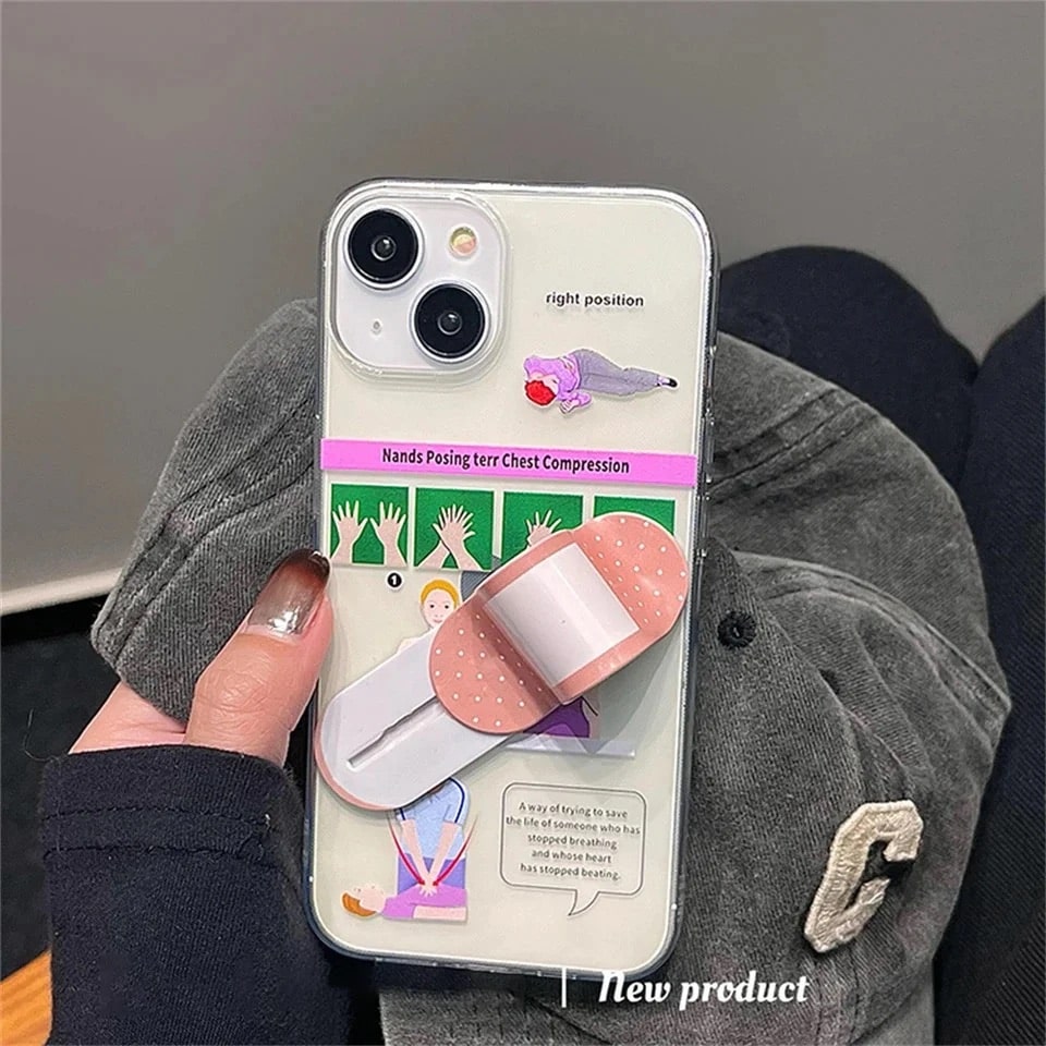 Korean-inspired Y2K aesthetic iPhone case with medical style