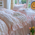 Coquette Princess Bedding Set with Lace Trim - Aesthetic Pink Bedding Set