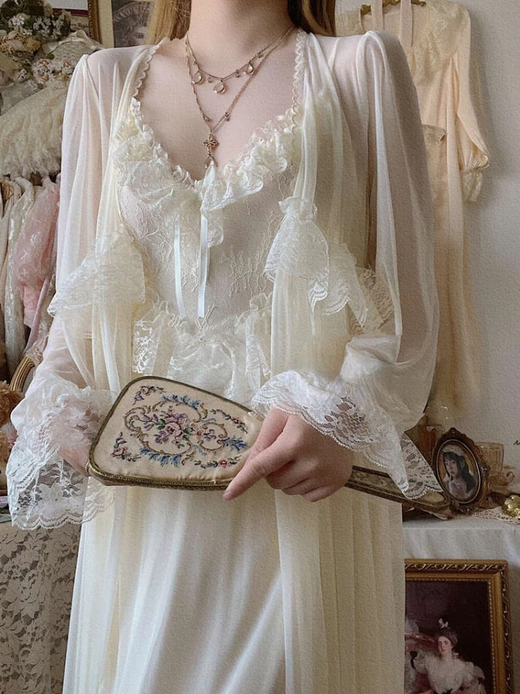 baroque dress Elegant French Fairy Dress – Vintage Baroque Silk Dress Set / M