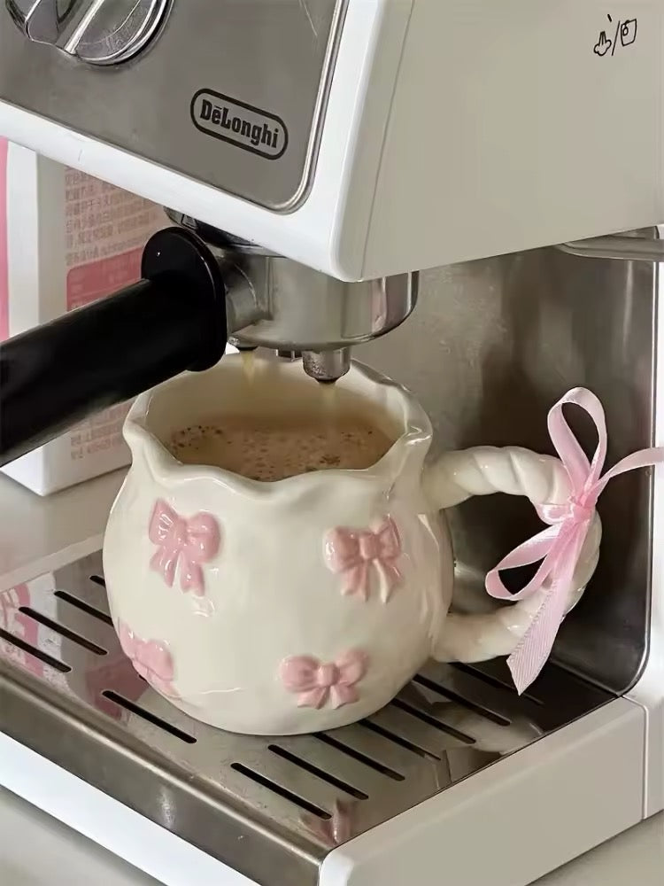 Cute handmade pink mug with vintage vibes