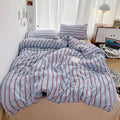 Comforter Set with Nordic Stripes and Plaid Accents