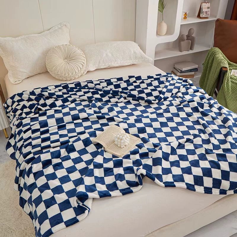 Checkered flannel throw blanket ideal for winter bedding and decor