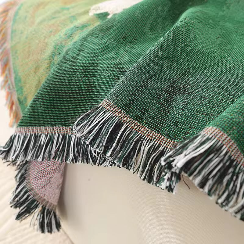 Grassland Sheep Woven Blanket - Cottagecore Farmhouse Tapestry