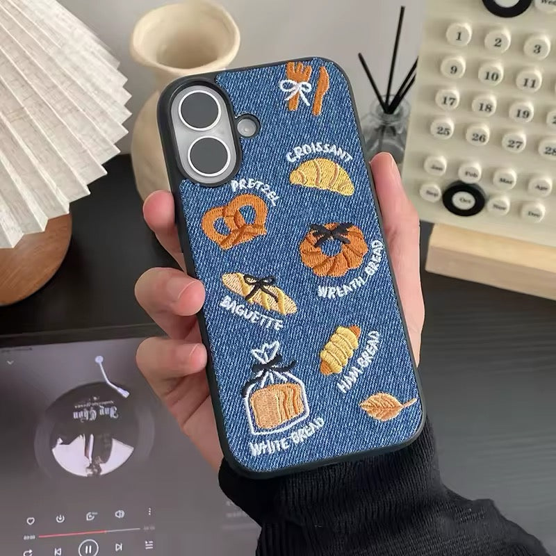 Denim Bread iPhone Case – Cute Embroidered Korean Case – The Feelz Denim Bread iPhone Case – Cute Embroidered Korean Case – The Feelz