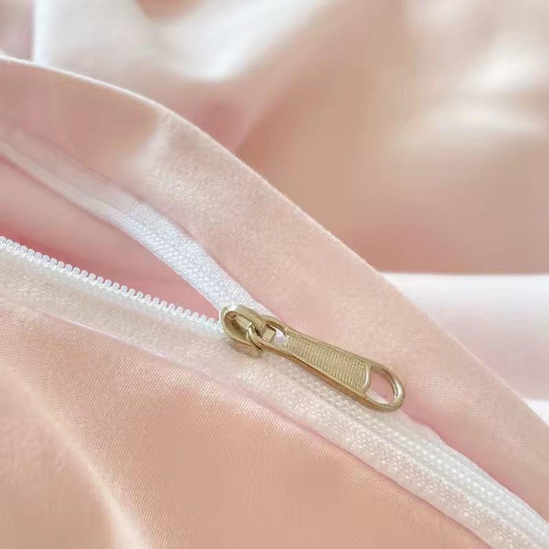 Minimalist pastel bedding set perfect for dorm room essentials and college girl decor.