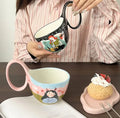 Custom aesthetic ceramic mug with girl painting, ideal for tea lovers and coffee enthusiasts.