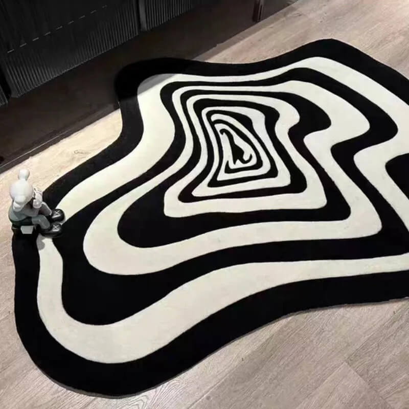 Hypno Blob tufting rug with unique shape for modern decor