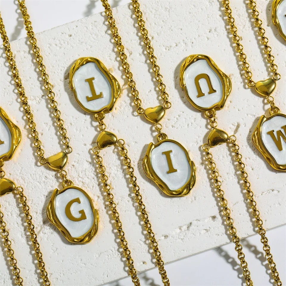 Customizable dainty initial necklace for her in gold