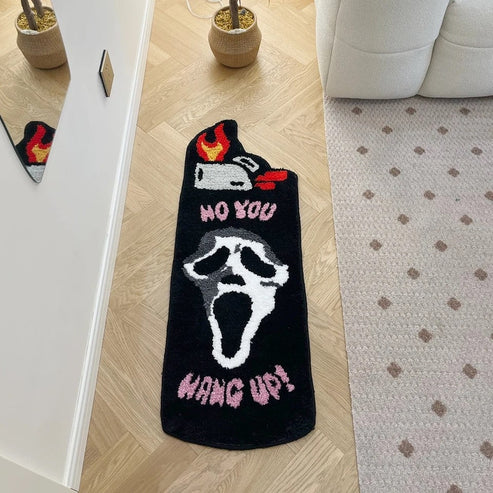 Ghost Tufted Rug - Handmade Halloween Decor with Ghostface