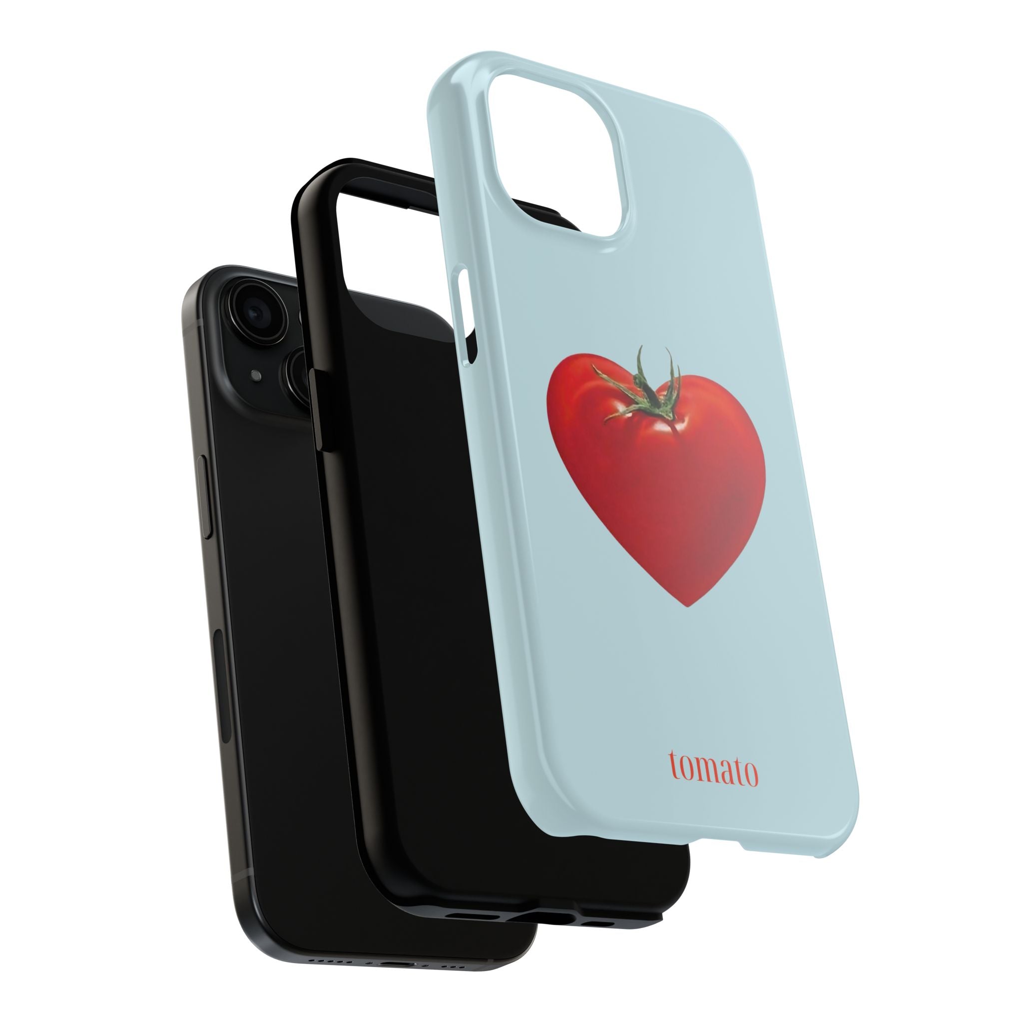 Viral TikTok-style phone case with red tomato heart and glossy finish.