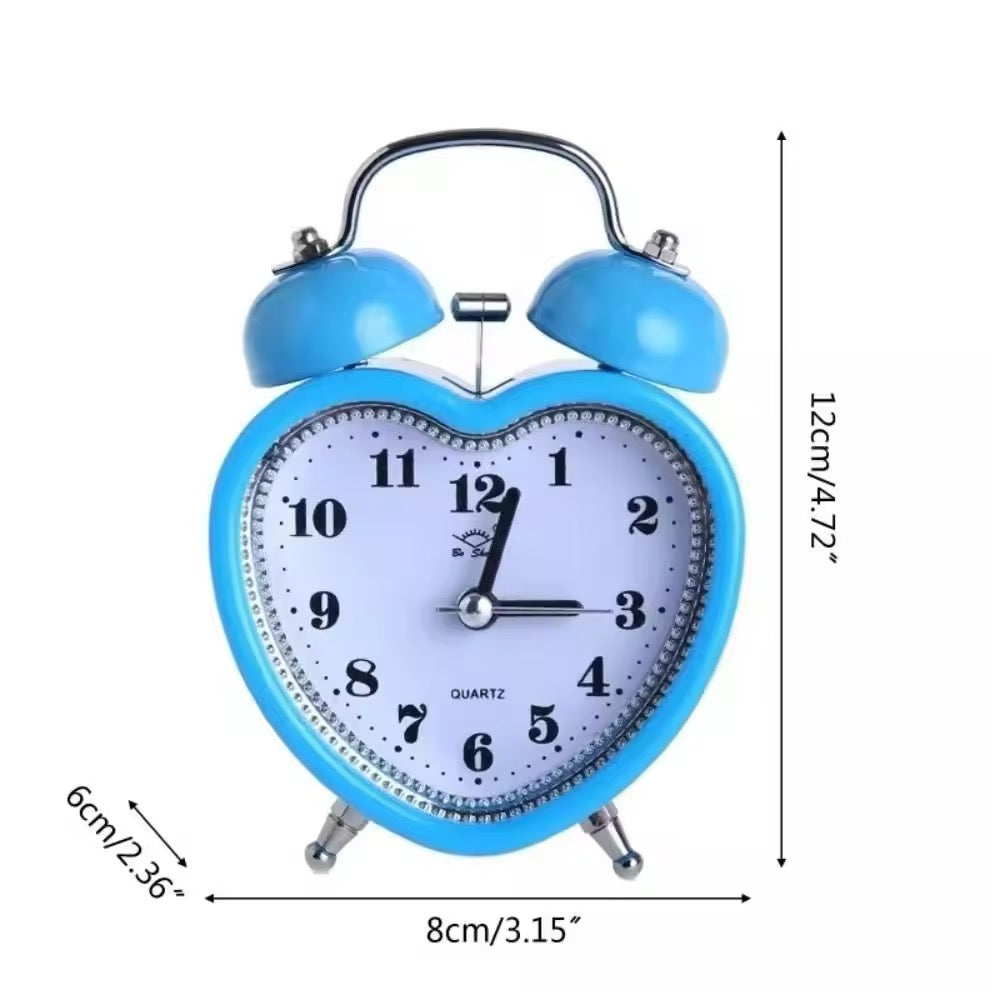 Cute heart pink alarm clock with silent night light