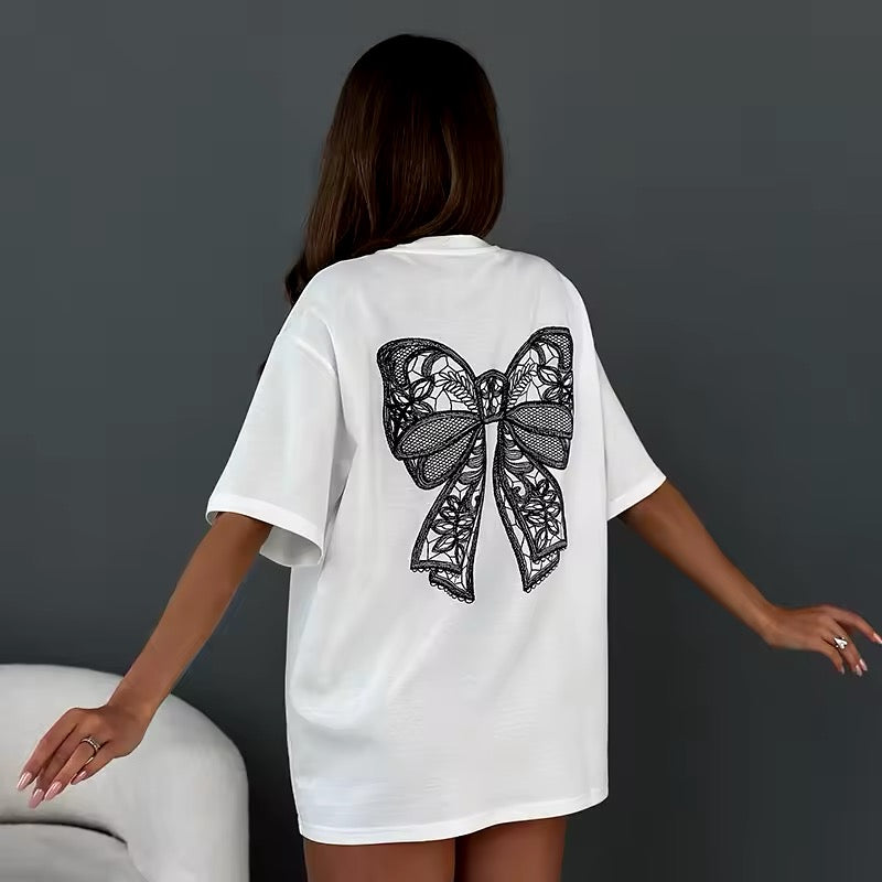 Soft Girl Aesthetic Black Bow T-Shirt