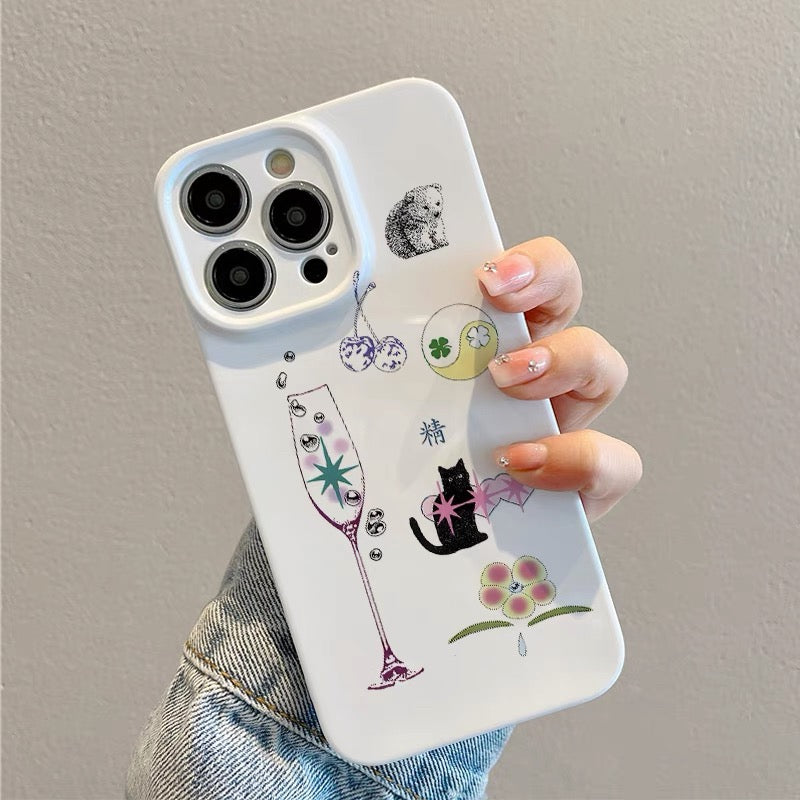 Cute iPhone 14 Case with Black Cat Design