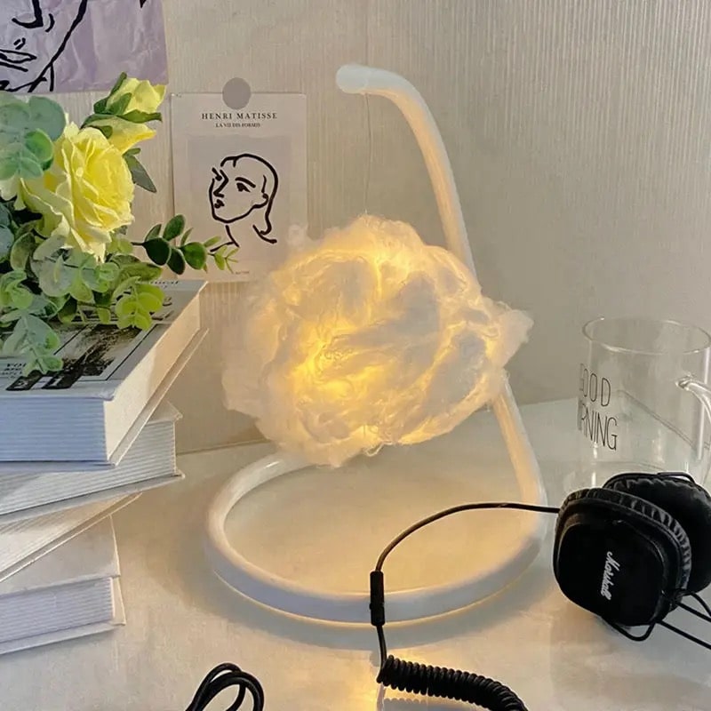 Rainbow Fluffy Night Light Bedside Lamp – Cute Cloud LED Desk Lamp for Kids' Room