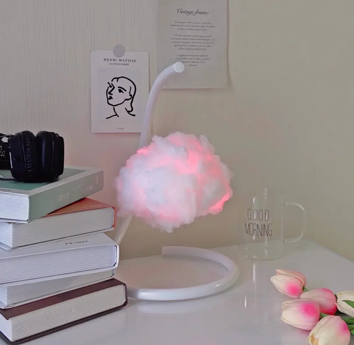 Cute Cloud Night Light for Bedroom – Rainbow Fluffy LED Desk Lamp for Home Decor and Nighttime Reading