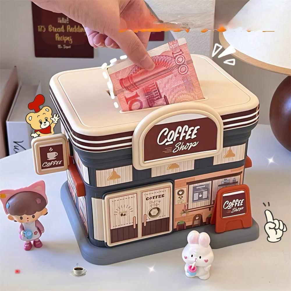 Durable plastic kawaii piggy bank for money saving