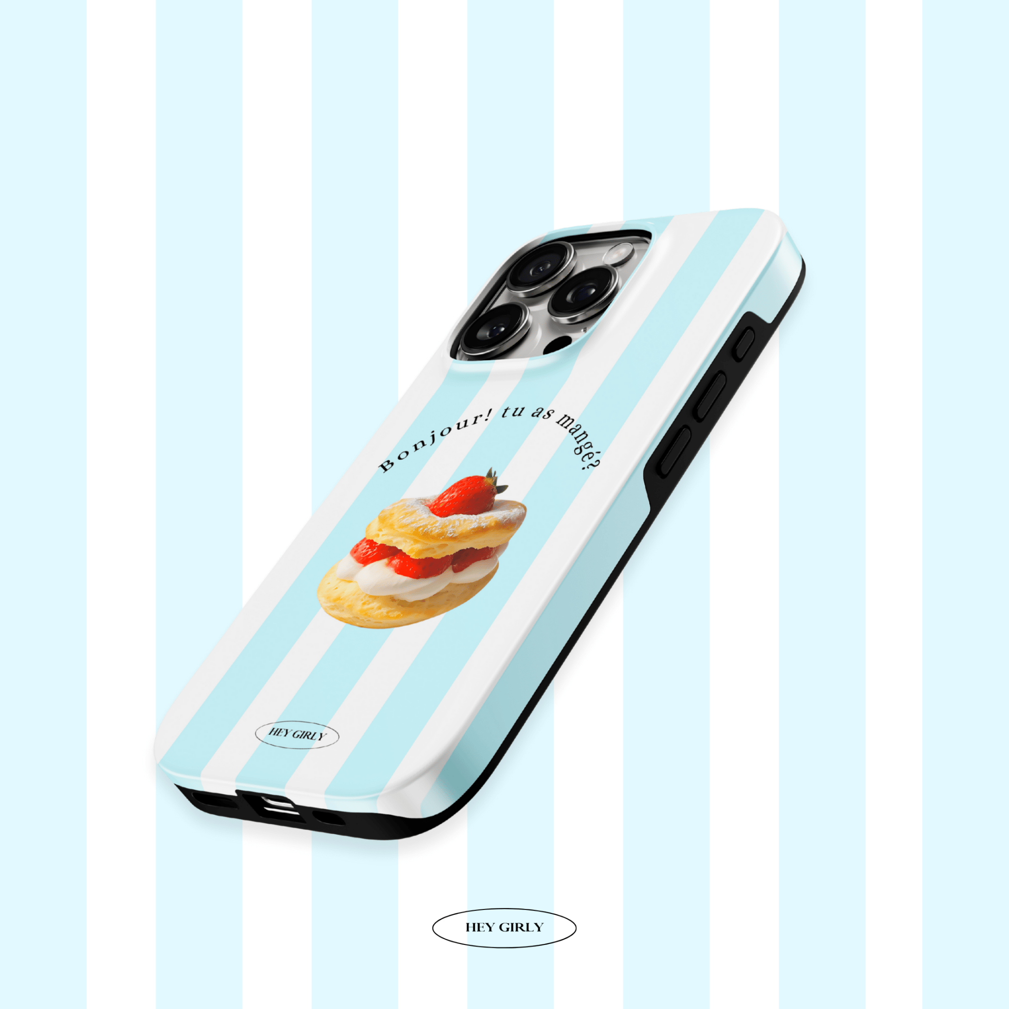 Slim fit tough iPhone case in blue stripes aesthetic