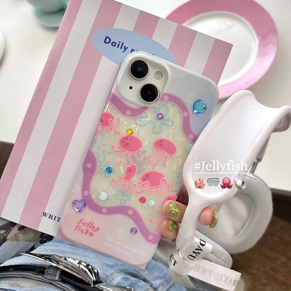 Jellyfish iPhone Case – Mermaidcore Y2K Rhinestone Cover – The Feelz Jellyfish iPhone Case – Mermaidcore Y2K Rhinestone Cover – The Feelz