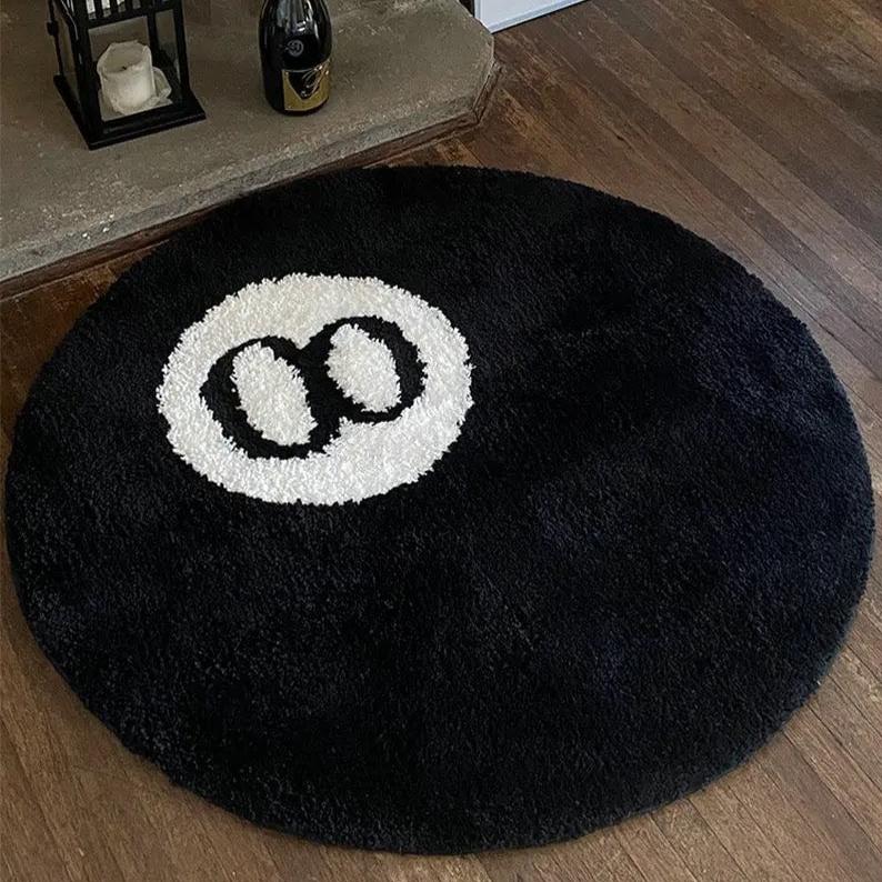 Aesthetic room rug for men’s bedroom with 8 Ball design