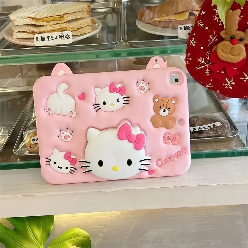 Hello Kitty pink iPad case with silicone cover and stand