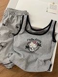 Trendy Y2K Hello Kitty tank and shorts loungewear set