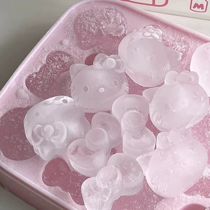 Reusable Hello Kitty ice mold with non-stick silicone design