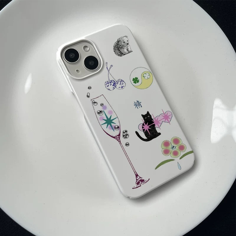 Cute Cartoon Cat iPhone Case in Retro Design