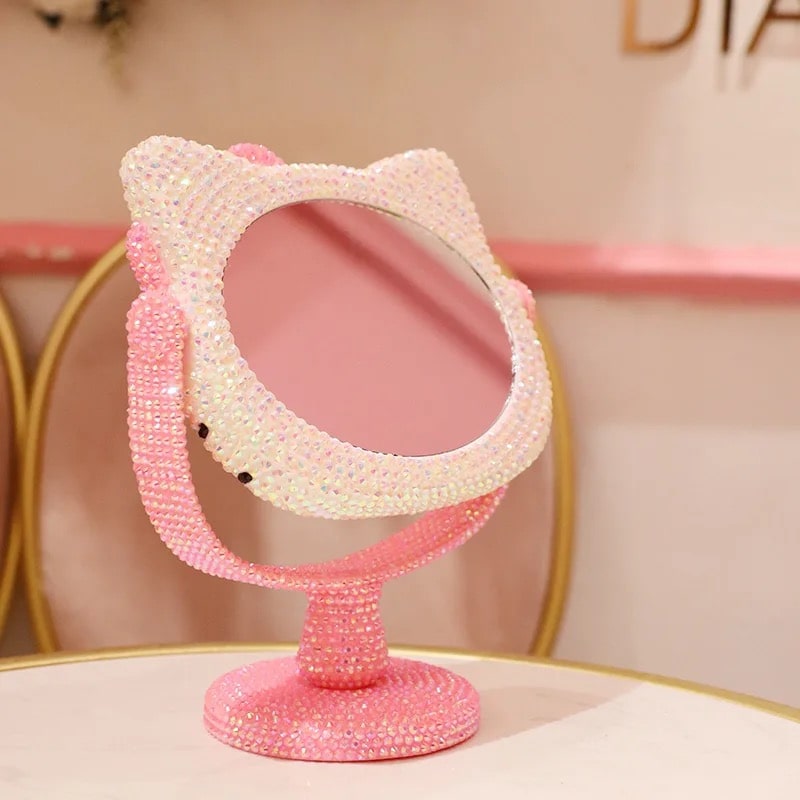 White backdrop for kawaii bling mirror – Y2K and Hello Kitty inspired