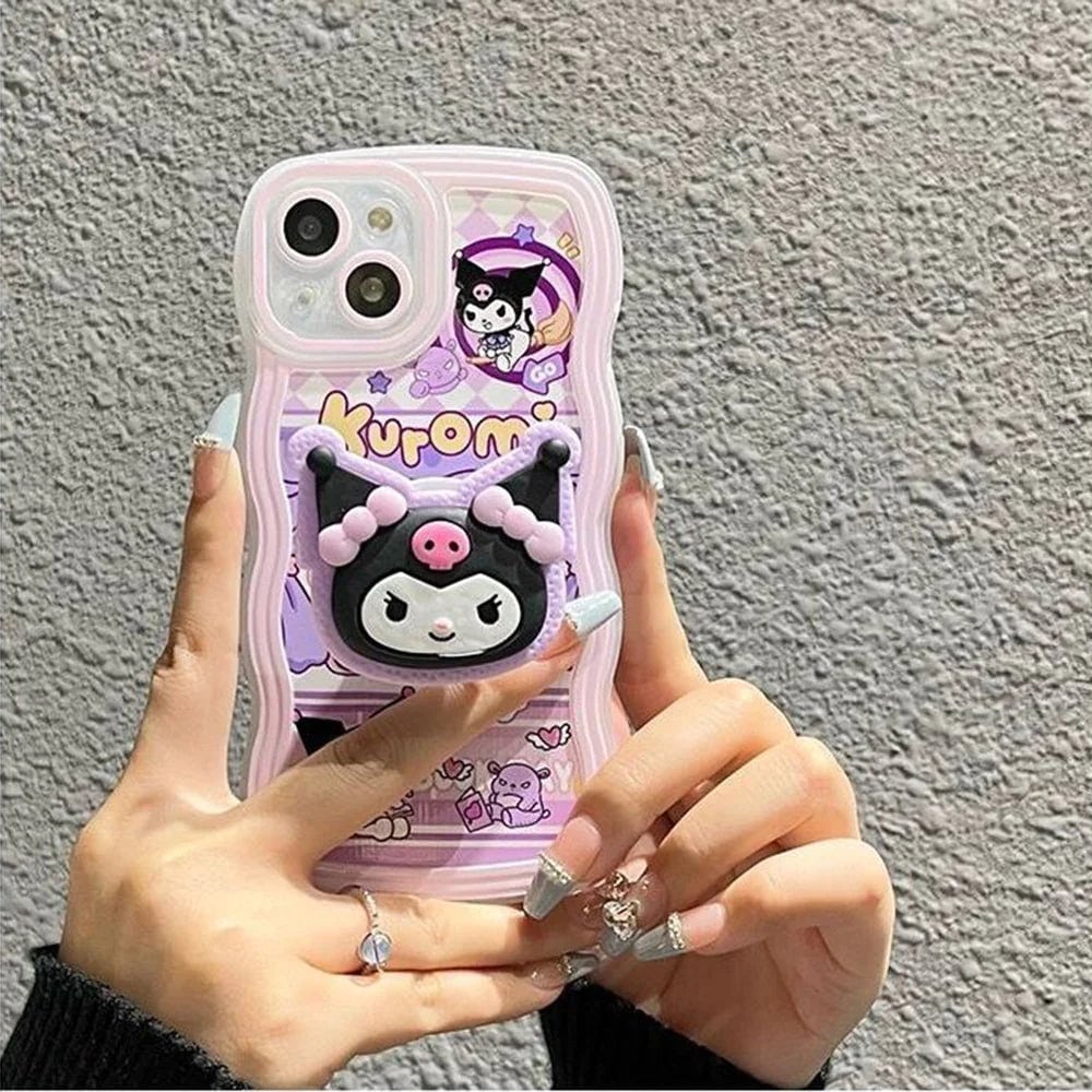 Cute Kuromi iPhone Case – Wavy Pattern for Sanrio Fans