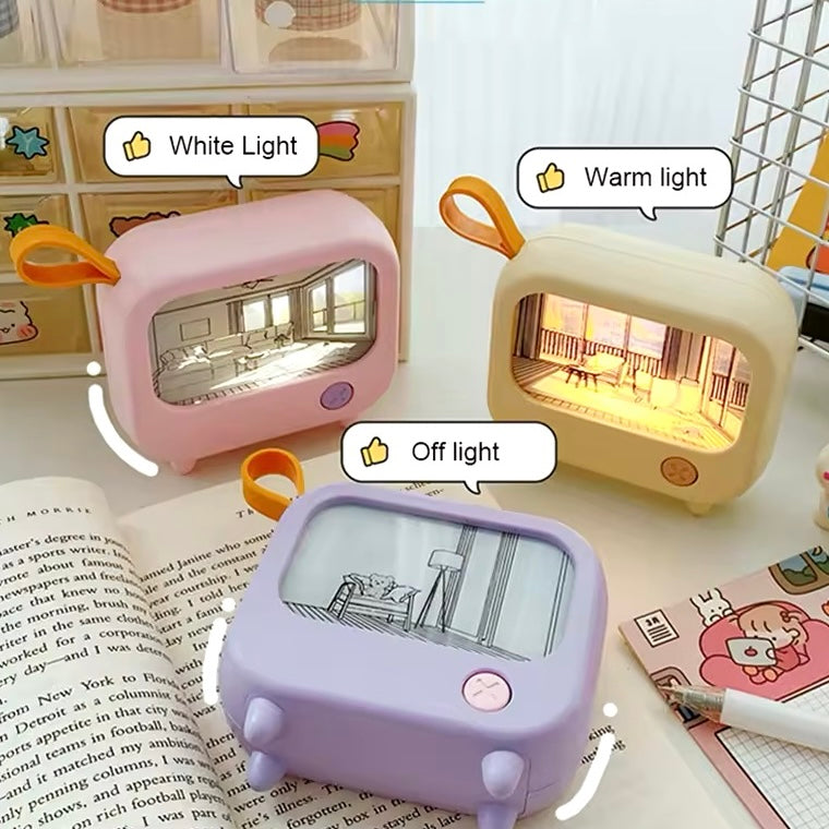 TV Painting night light – cute LED mini table lamp for decor