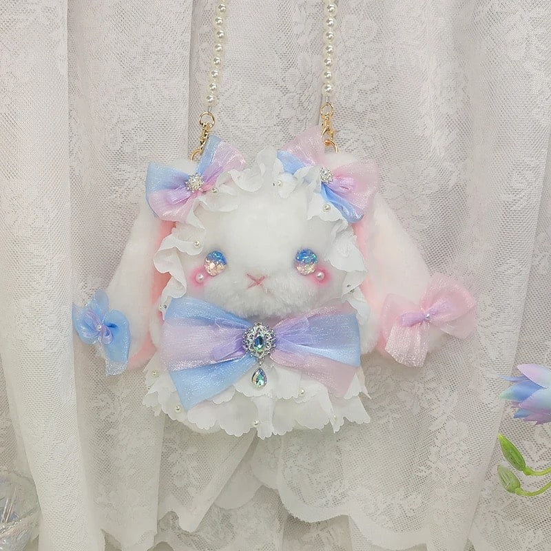 Lolita rabbit bag with pearl chain and lace bow