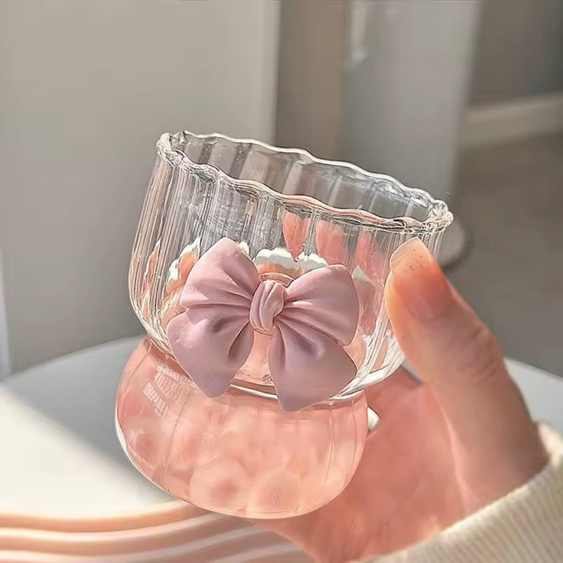 Cute aesthetic glass cup for coffee, tea, and smoothies