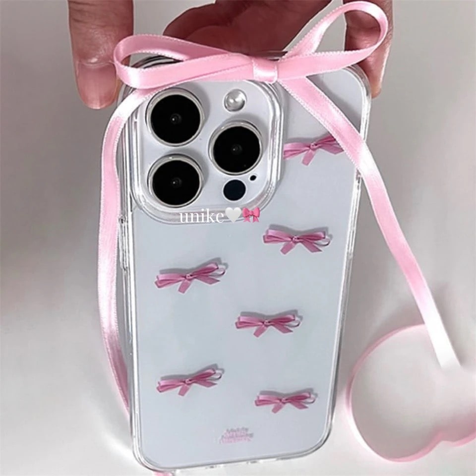 Cute pink coquette bow iPhone case in clear design