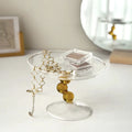 Vanity jewelry tray with modern curved glass, ideal for small decor and organization