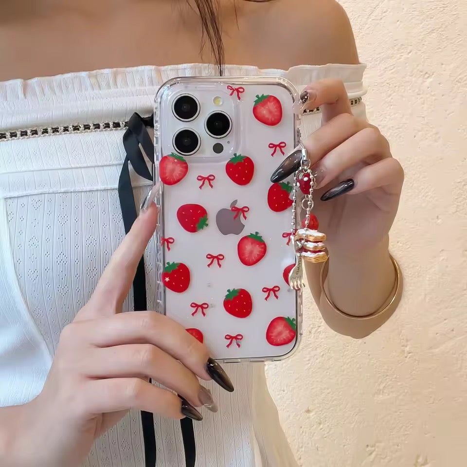 Strawberry Bow iPhone Case Coquette Clear Cover for iPhone The Feelz Strawberry Bow iPhone Case Coquette Clear Cover for iPhone The Feelz