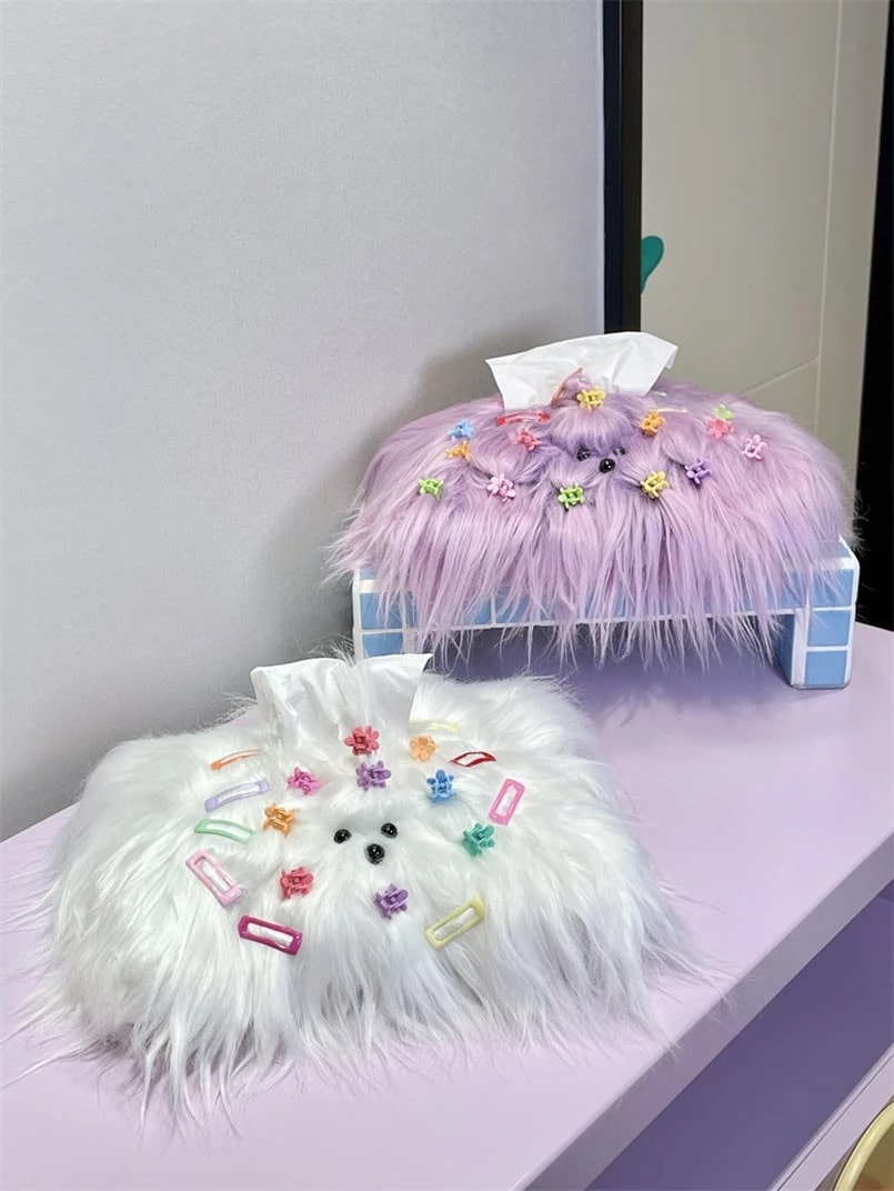 Unique long hair dog tissue cover for creative home decor