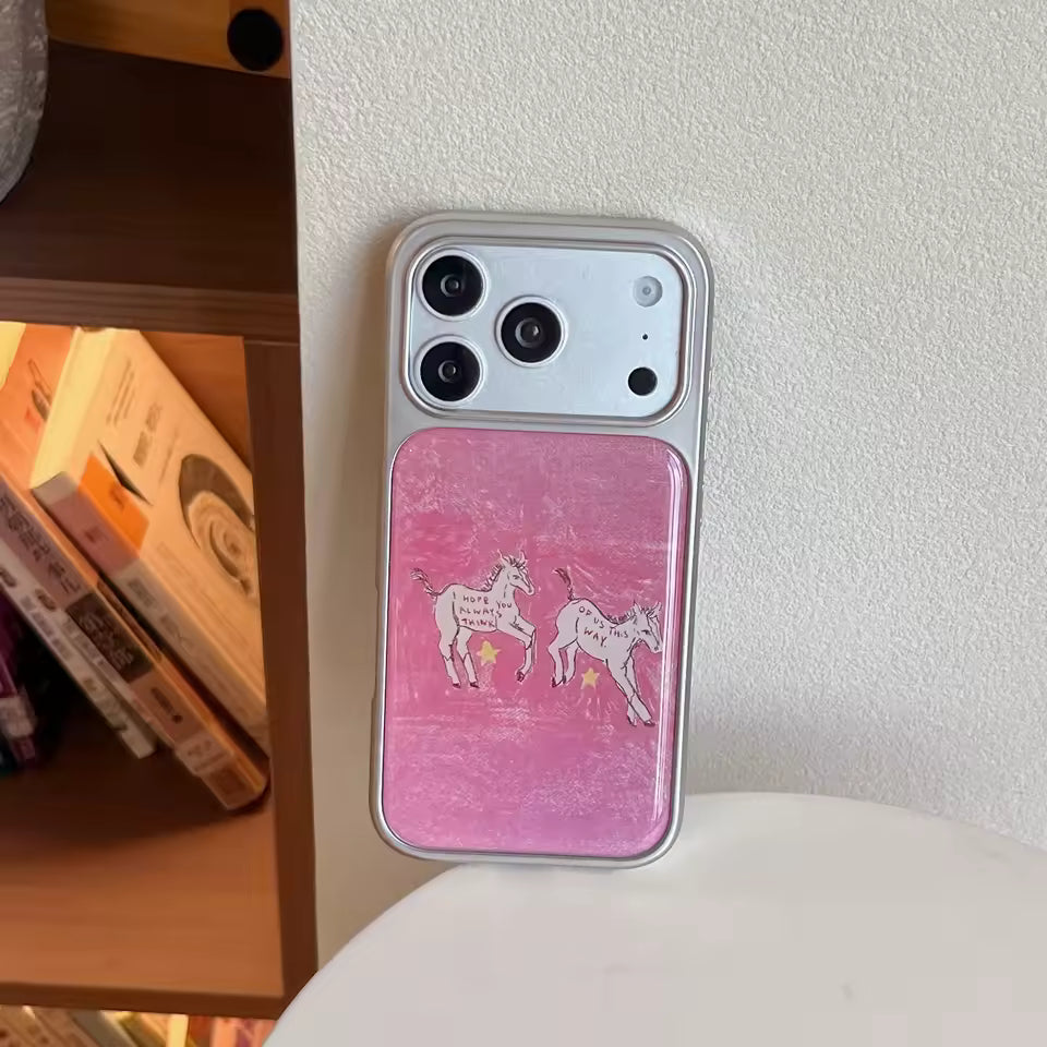 Charming pink pony phone case inspired by hand drawn artwork for creative stylish and whimsical everyday phone lovers