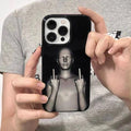 Cyberpunk emo style iPhone cover in black